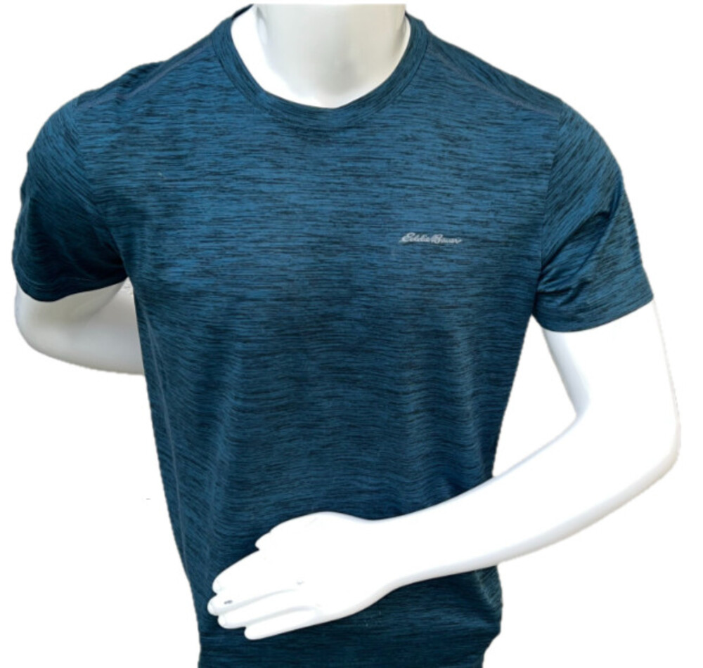 Men's Eddie Bauer Size L Teal Freedry Performance Crew Neck Spacedye